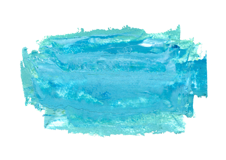 Oil painting background, hand painted abstract light blue and teal strokes isolated on white backgroundの写真素材