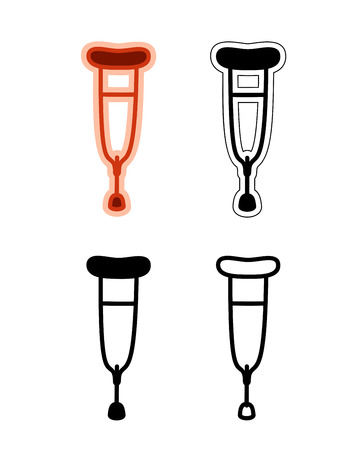 Health crutches flat doodle icon set. Illustration isolated on whiteのイラスト素材