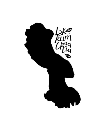 Lokrum island map silhouette with lettering isolated on whiteのイラスト素材