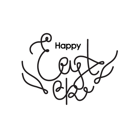Happy Easter lettering on white background. Vector illustration.のイラスト素材