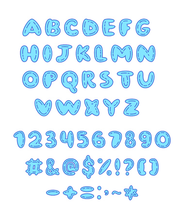 Vector doodle character, number and punctuation marks setのイラスト素材