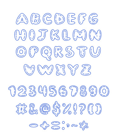 Vector doodle character, number and punctuation marks setのイラスト素材