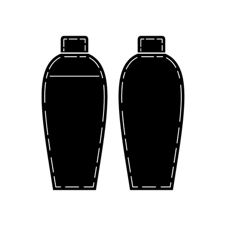 Bottles for liquid cosmetics, vector icons isolated on whiteの写真素材