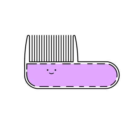Cute doodle comb, vector illustration isolated on white backgroundのイラスト素材