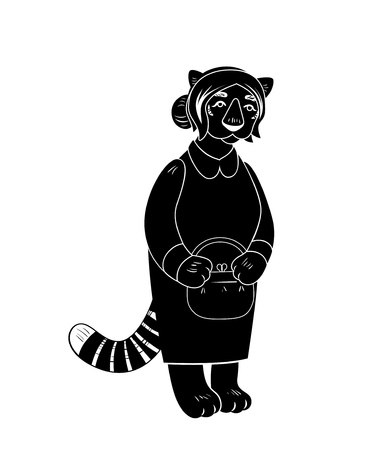 Vector old tigress character isolated on whiteのイラスト素材
