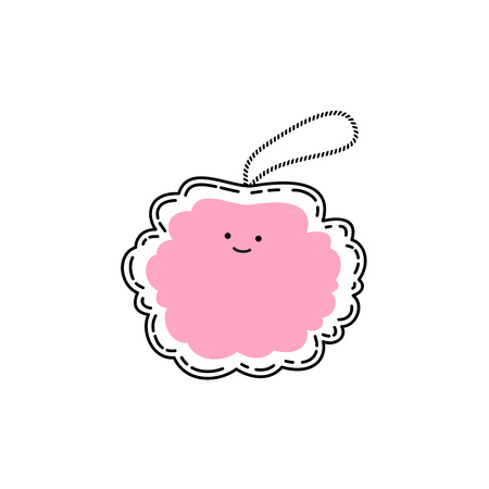 Colorful Doodle Shower Scrubber with smile. Shower Puff vector icon on white background.のイラスト素材