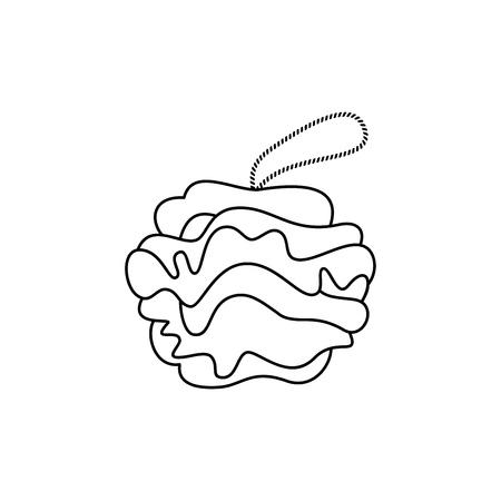 Doodle Shower Scrubber. Shower Puff vector icon on white background.のイラスト素材