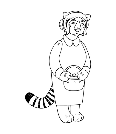 Vector old tigress character isolated on white background.のイラスト素材