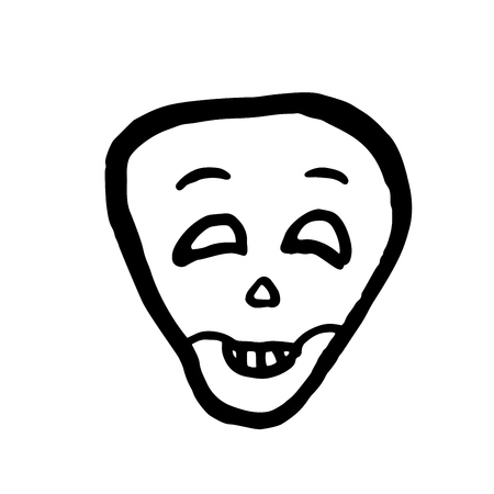 Cartoon laughing skull. Halloween vector illustration isolated on whiteのイラスト素材