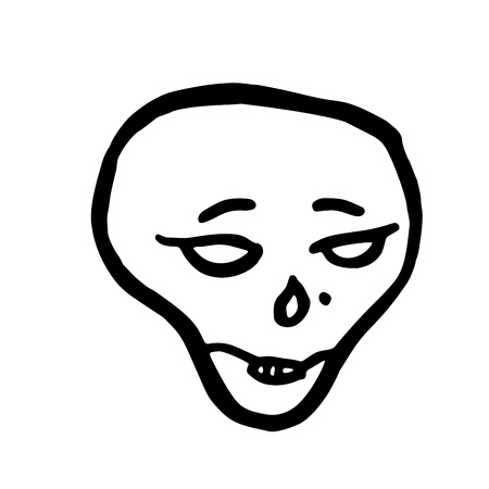 Cartoon flirting skull. Halloween vector illustration isolated on whiteのイラスト素材