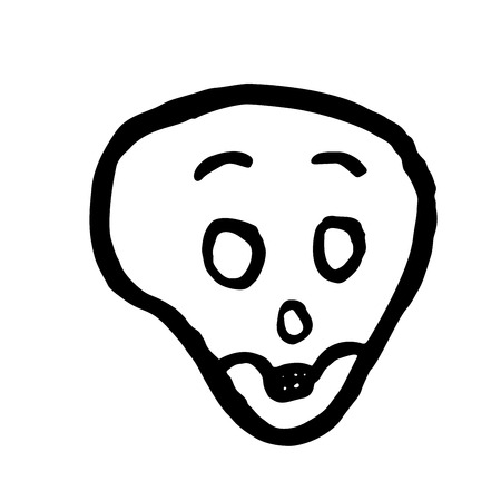 Cartoon surprised skull. Halloween vector illustration isolated on whiteのイラスト素材