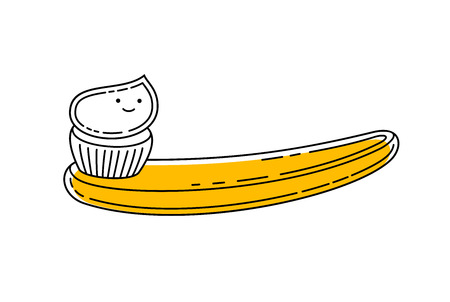 Doodle toothbrush with applied toothpasteのイラスト素材
