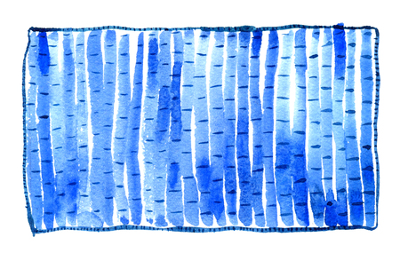 Blue carpet watercolor illustration, isolated on white background. Rug top view.の写真素材