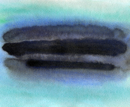Abstract blue and black watercolor background, hand painted textureの写真素材