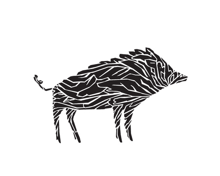 Vector boar illustration isolated on white backgroundのイラスト素材