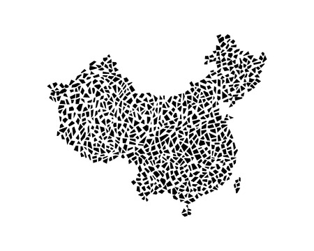 hand drawn china map, polygonal pattern isolated on whiteのイラスト素材