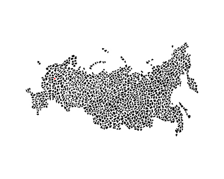Hand drawn Russia map with marked capital, polygonal pattern isolated on whiteのイラスト素材