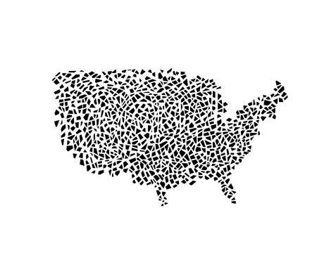 hand drawn USA map, polygonal pattern isolated on whiteのイラスト素材