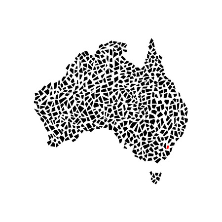 Hand drawn Australia map with marked capital city, polygonal pattern isolated on whiteのイラスト素材