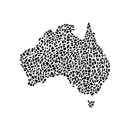 hand drawn Australia map, polygonal pattern isolated on whiteの写真素材
