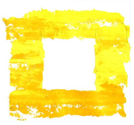 Oil painting background, hand painted orange and yellow frame isolated on white backgroundの写真素材