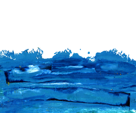 Abstract oil painting background, hand painted abstract dark blue strokes isolated on whiteの写真素材