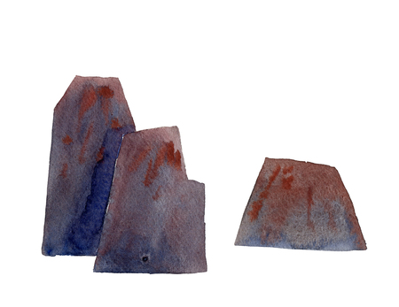 Watercolor rocks group isolated on white background.の写真素材
