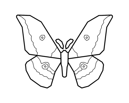 Japanese silk moth stylized vector icon isolated on white backgroundのイラスト素材
