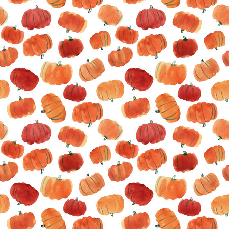Watercolor pumpkin seamless pattern on white backgroundの写真素材