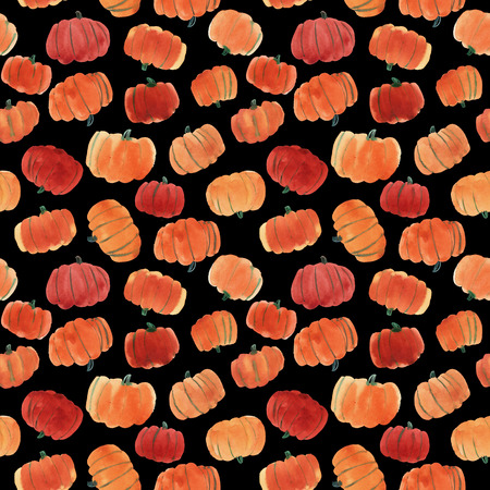 Watercolor pumpkin seamless pattern on white backgroundの写真素材