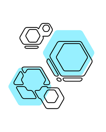 Colorful vector geometrical figures isolated on white. Background of hexagons.のイラスト素材