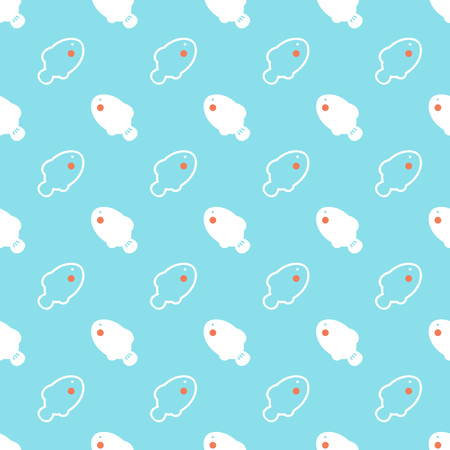 Cute blue and red fishes on blue background, seamless patternのイラスト素材