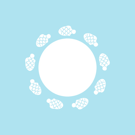 A group of cute fish with scale swim in a circle. Marine life. Vector illustration with space for text.のイラスト素材