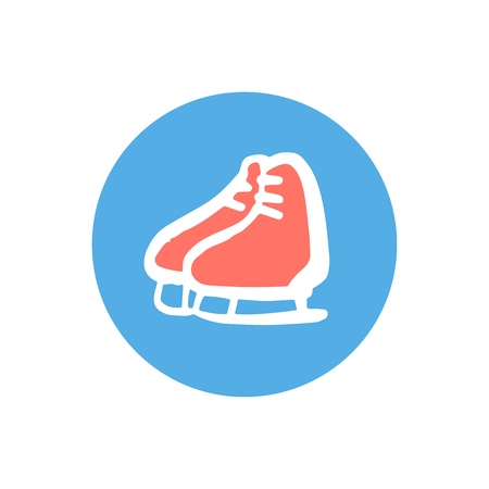 Hand drawn skates vector round icon isolated on whiteのイラスト素材