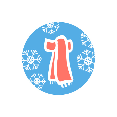 Hand drawn colorful vector icon of scarf with snowflakesのイラスト素材