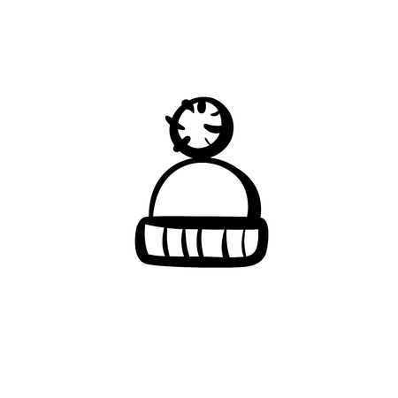 Winter cap with pompom, vector icon on whiteのイラスト素材