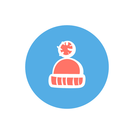 Winter cap with pompom, round vector iconのイラスト素材