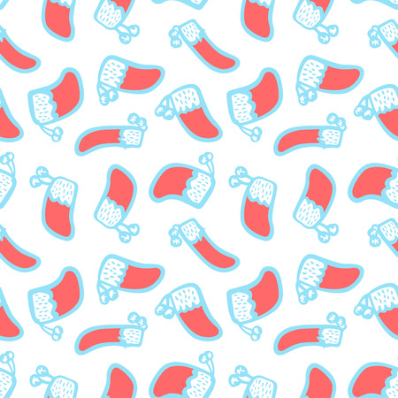 Winter holidays illustration, seamless pattern with Christmas socksのイラスト素材