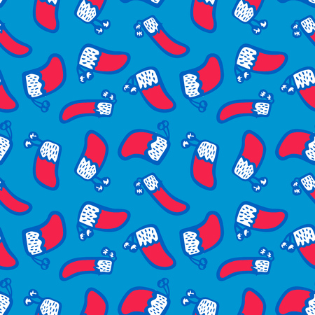 Winter holidays illustration, seamless pattern with Christmas socksのイラスト素材