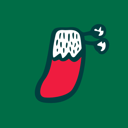 Vector hand drawn Christmas sock iconのイラスト素材