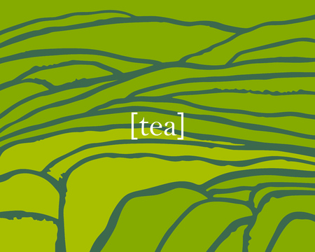 Tea plant fields. Vector tea plantation on cascades field. Tea titleのイラスト素材