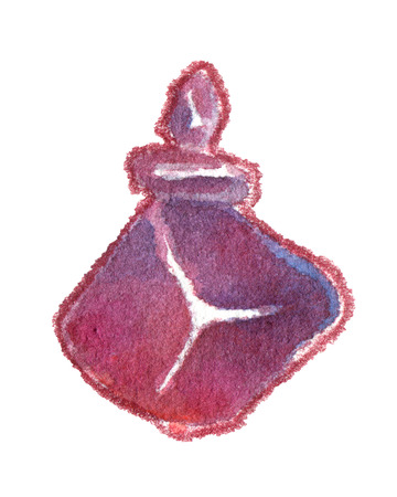 Asymmetric purple vial isolated on whiteの写真素材