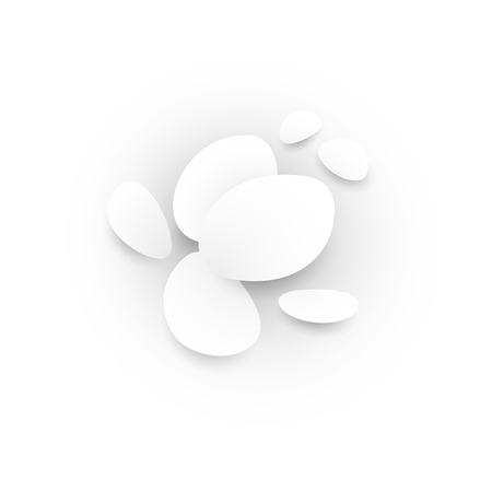 Total white abstract composition. Smooth 3d flat figures with shadows.のイラスト素材
