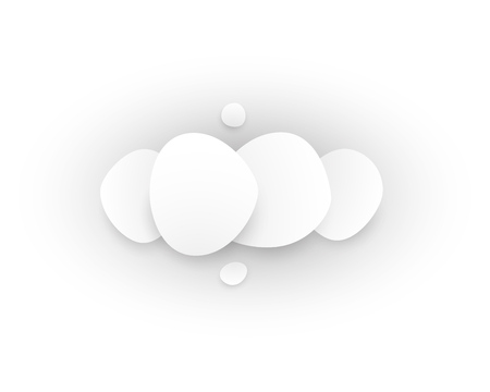 Total white abstract composition. Smooth 3d flat figures with shadows.のイラスト素材
