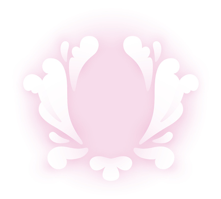 White floral elements. Frame with pink shadow isolated on white backgroundのイラスト素材