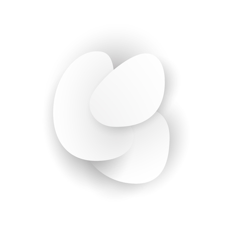 Total white abstract composition. Smooth 3d flat figures with shadows.のイラスト素材