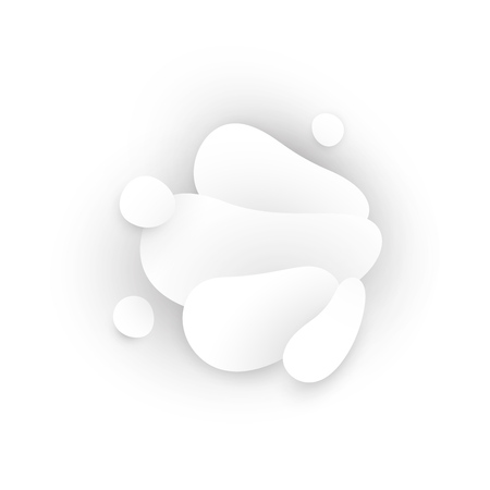 Total white abstract composition. Smooth 3d flat figures with shadows.のイラスト素材