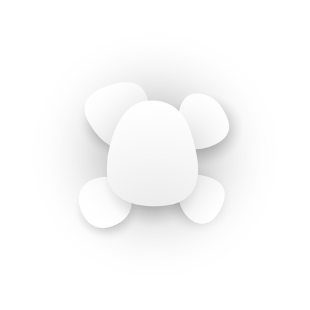 Total white abstract composition. Smooth 3d flat figures with shadows.のイラスト素材