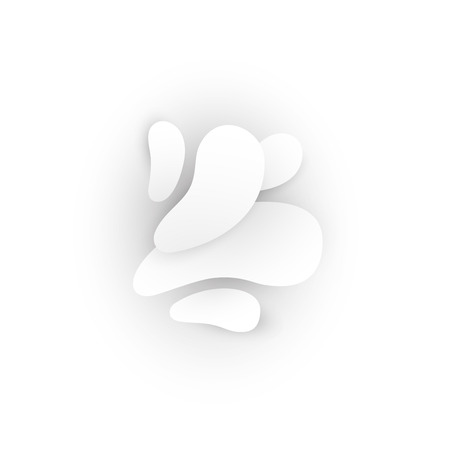 Total white abstract composition. Smooth 3d flat figures with shadows.のイラスト素材