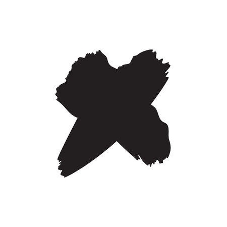 Black hand drawn x symbol on white backgroundのイラスト素材